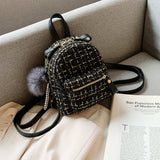 Mini Fashion Casual Multi-use Woolen Plaid Backpack