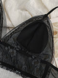 Embroidery Mesh ultra-thin rabbit ears triangle cup bra