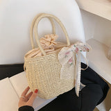 Stylish Portable Basket Style Straw Handbag