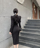 High-Quality Suit Skirt - Slim Blazer + High Waist Slit Skirt