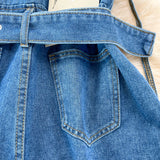 Denim Overalls Women High Waist Suspender Wide Leg Shorts