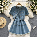 Denim Set - Women Short Cardigan + Dress