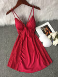 High quality ice silk lace halter strap nightdress