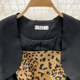 Fashion Crop Blazer -Two-piece Leopard Print Dress