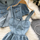 Denim Set - Women Short Cardigan + Dress