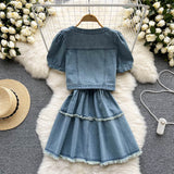 Denim Set - Women Short Cardigan + Dress