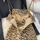 Fashion Crop Blazer -Two-piece Leopard Print Dress