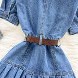 New Fashion Denim Dress - Slim fit Pleated Skirt