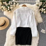 New Suit Female Street Fashion Short Jacket + Sexy Fitted Dress set