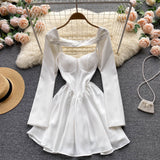 Sweet Puffy Dress - Long sleeved Vest  Two-piece (set)