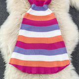 New Polo collar Slim Fit Striped Knitted Dress