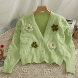 Loose and Slim V-neck Knitted Women's Cardigan