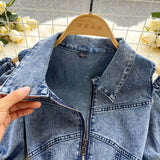 New Women Fashion Puff sleeved Denim Dress