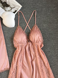 High quality ice silk lace halter strap nightdress