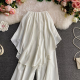 New Women's White Super Fairy Tube Top High Waist Wide Leg Beach Jumpsuits