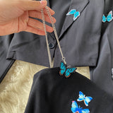 Embroidered Butterfly Suit Women's Jacket and Thin Metal chain Dress (set)