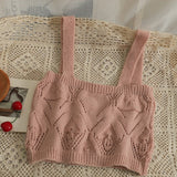 New Embroidered Hollow Thin Knitted Small Cardigan and Camisole set