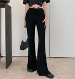 High Quality Short Blazer + High Waisted Drawstring Micro-Flared Pants