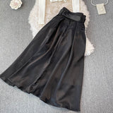 Fashion Casual Suit Women's High Waist Skirt+ Knitted Top