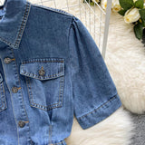 New Fashion Denim Dress - Slim fit Pleated Skirt