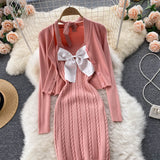 Street Fashion Women's Knitted Cardigan and Sexy Halter Dress set