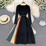 New Fashion and Elegant Big Swing Long Skirt | Gradient color Pleated Dress