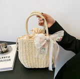 Stylish Portable Basket Style Straw Handbag