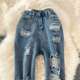 High Waisted Denim Flared Pants Women's Micro-flared Long Pants