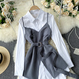 Two-piece Mid-Length Shirt  Women's Polo Dress