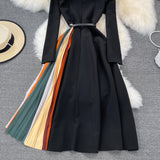 New Fashion and Elegant Big Swing Long Skirt | Gradient color Pleated Dress