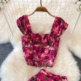 Fashion Suit Women's High Waist Floral Two-piece set