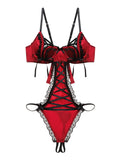 Sexy lace suit straps hollow devil lingerie