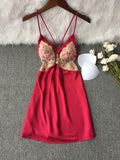 Women's Ice silk lace Hollow Night dress Two-piece set