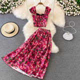 Fashion Suit Women's High Waist Floral Two-piece set