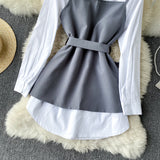 Two-piece Mid-Length Shirt  Women's Polo Dress