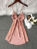 High quality ice silk lace halter strap nightdress