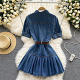 New Fashion Denim Dress - Slim fit Pleated Skirt