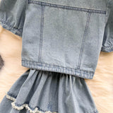 Denim Set - Women Short Cardigan + Dress