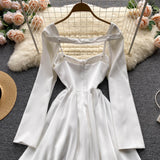 Sweet Puffy Dress - Long sleeved Vest  Two-piece (set)