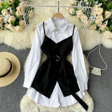 Two-piece Mid-Length Shirt  Women's Polo Dress