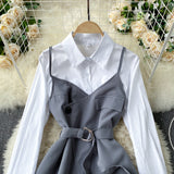 Two-piece Mid-Length Shirt  Women's Polo Dress