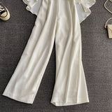 New Women's White Super Fairy Tube Top High Waist Wide Leg Beach Jumpsuits