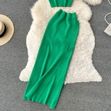 Sexy Knitted Suit One Shoulder Sling Women's High Waist slim Skirt (set)