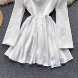 Sweet Puffy Dress - Long sleeved Vest  Two-piece (set)