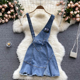 Women's Denim Suspender Skirt + Thin Round Neck T-shirt