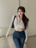 New Design High Waist Straight Micro Flared Long  Pants Slit Jeans