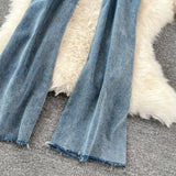 High Waisted Denim Flared Pants Women's Micro-flared Long Pants