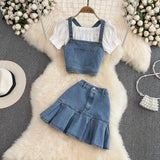 Fashion Suit Camisole Off-the-shoulder top+ High Waist Skirt