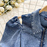 New Women Fashion Puff sleeved Denim Dress