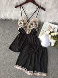 Sexy female silk pajamas - Two-piece shorts with padded sleeveless top